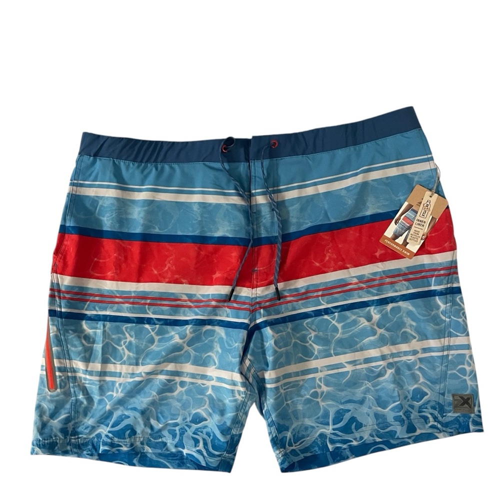 Zeroxposur Men's Blue and Red Performance Swim Shorts XXL